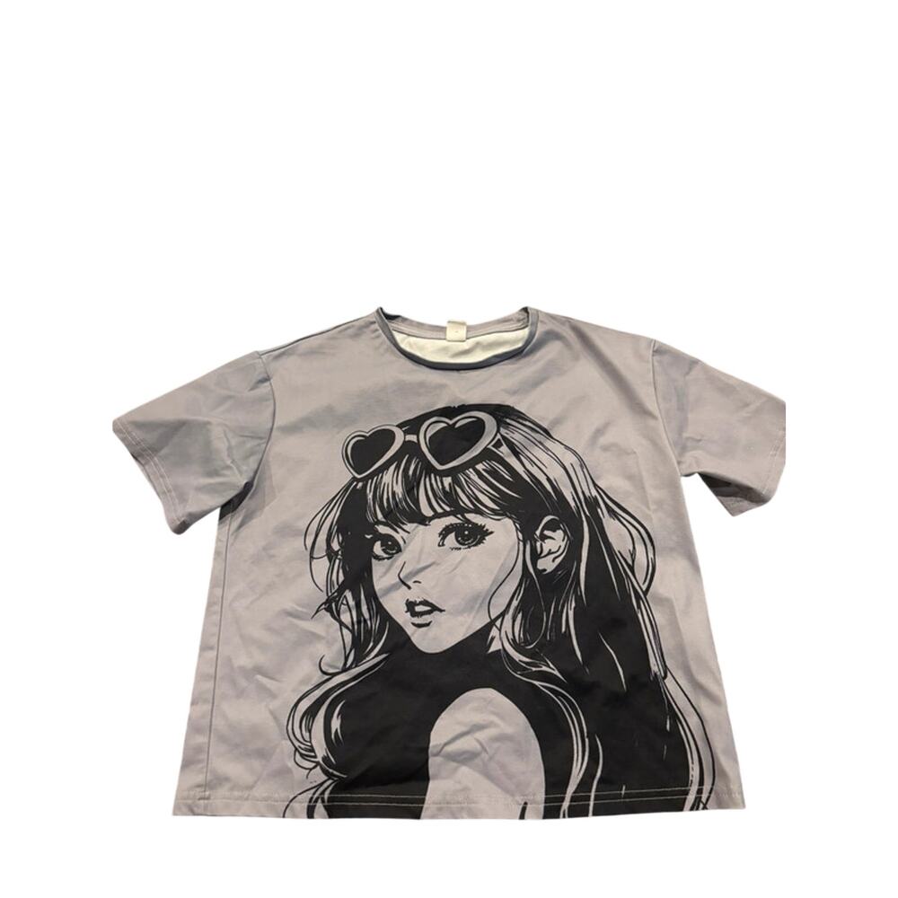 Shein Gray K-Pop Girl's T-Shirt Size 10Y